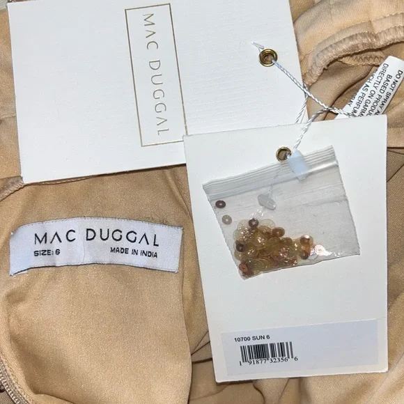 Mac Duggal 6 Sunset Sequin Plunge V Neck Gown NWT Flowy A Line Skirt - Picture 12 of 13